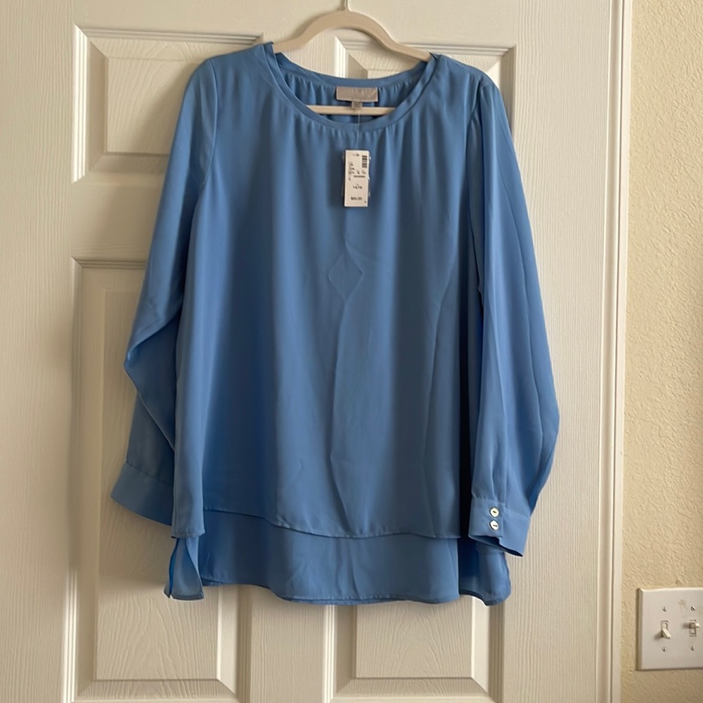 VIP Avenue light blue blouse, long sleeve